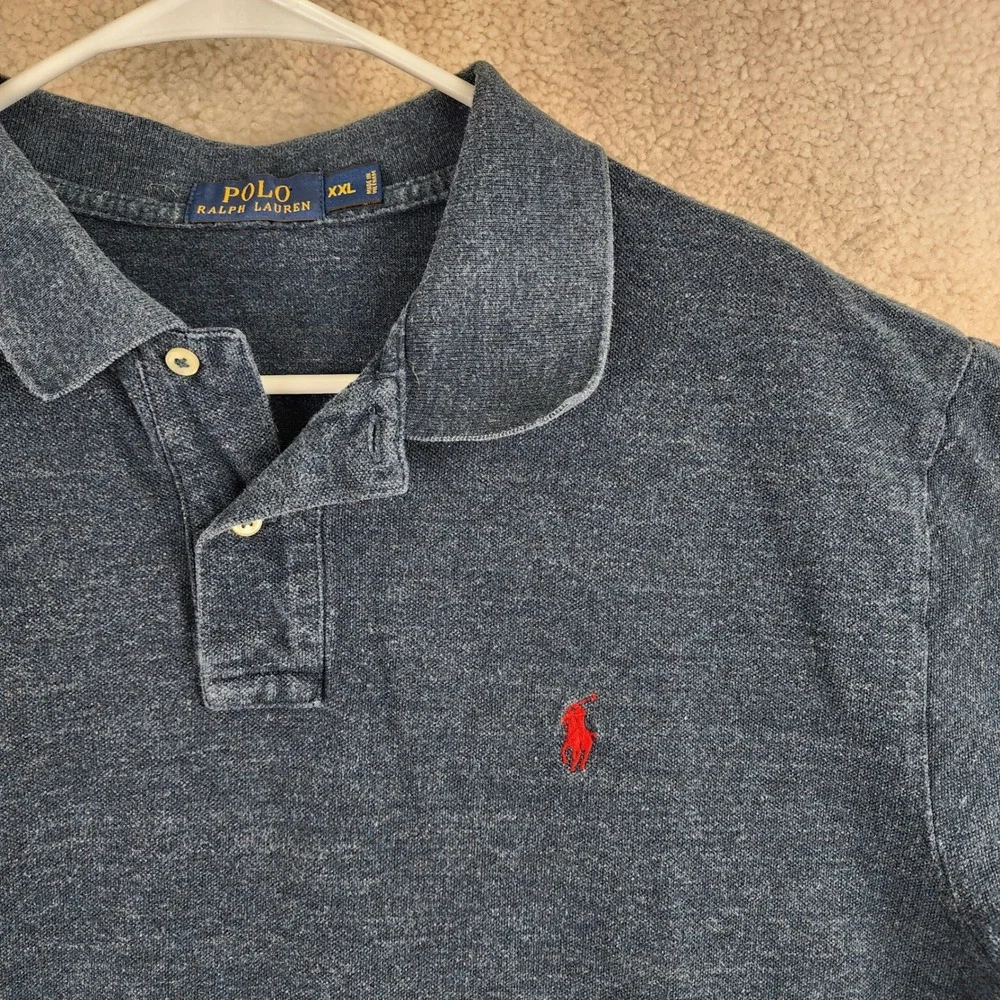 Polo Ralph Lauren‎ Heathered Jersey Polo Shirt Mens XXL Blue Classic Preppy
